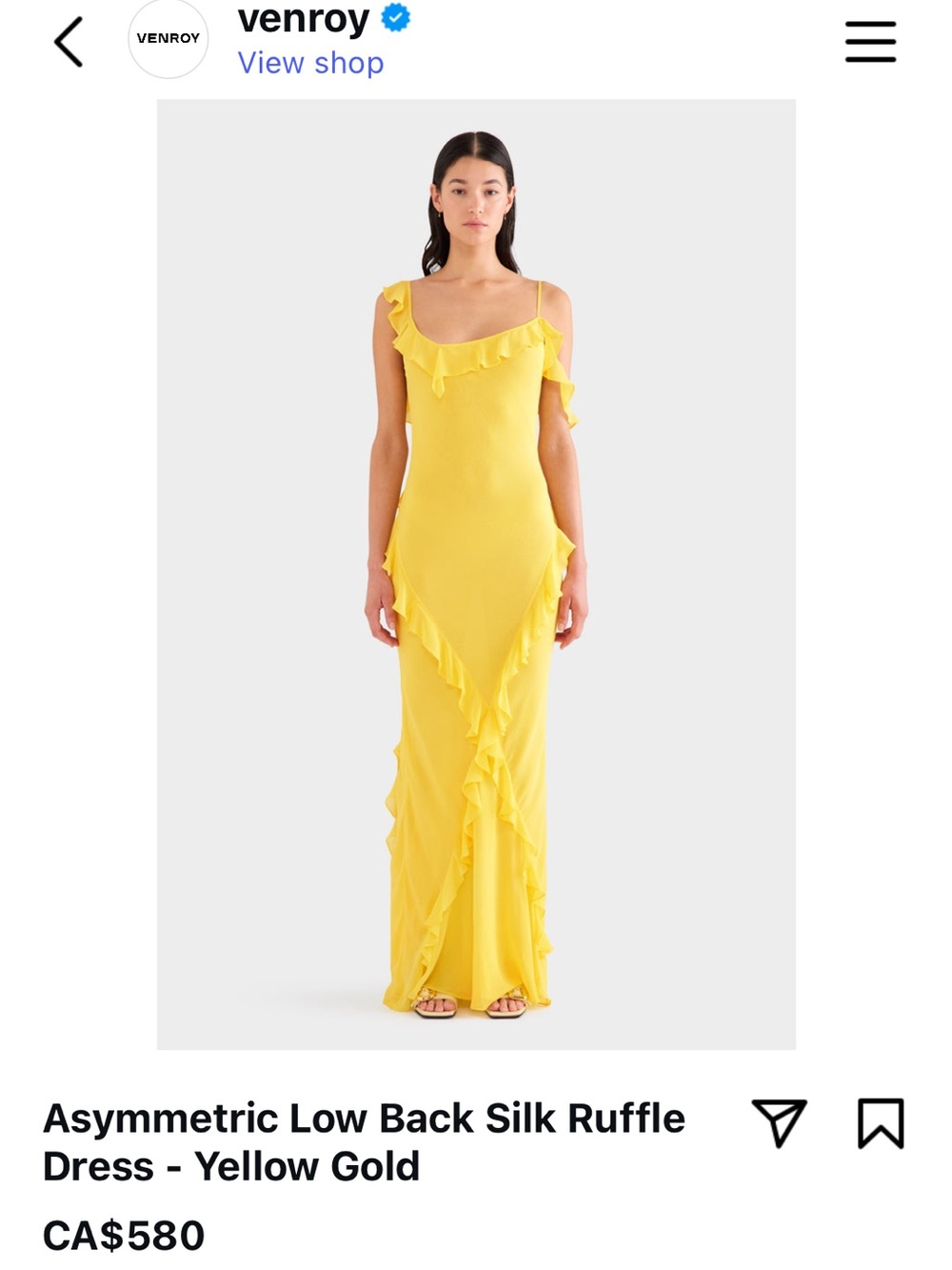 NWOT Venroy 100% Silk Dress